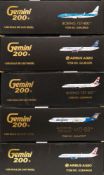 Gemini Jets, five 1/200 scale diecast airliners: includes Boeing 737-800, Airbus A320,