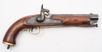 A 19th century Royal Naval pattern percussion cap pistol:, unsigned,
