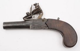 A late 18th Century flintlock, boxlock muff pistol:, maker's name worn,