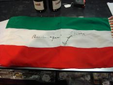 A Hungarian flag signed by three menders of the 'Golden Team' or 'Mighty Magyars':,