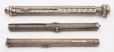 A late Victorian silver combination propelling pencil/pen by S Mordan, London 1872:,