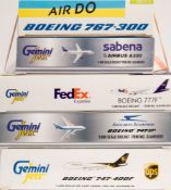 Gemini Jets, five 1/400 scale diecast airliners: includes Boeing 767-300, Airbus A320, Boeing 777F,