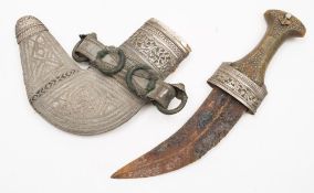 A white metal mounted Jambiya:,