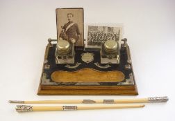 Of Royal North Devon Hussars interest- two silver mounted presentation ivory conductors' batons:,
