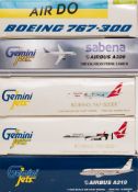 Gemini Jets, five 1/400 scale diecast airliners: includes Airbus A320, Boeing 767-300,