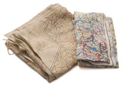 Two WWI period silk maps 'Germany/'Berlin' 66cm x 80cm and 'Europe' 66cm x 65cm:, (2).