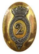 A Victorian 2nd Regiment Royal Cornwall Local Militia oval shoulder belt place:, 9cm high..