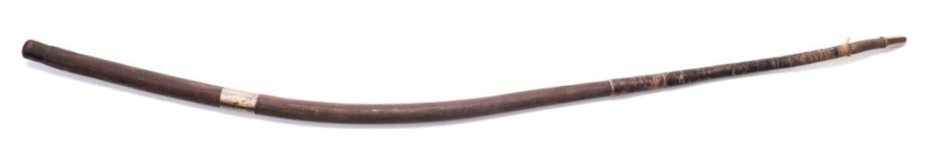 A George V silver mounted elephant tail swagger stick, maker S Blanckensee & Son Ltd, Chester 1913:,