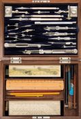 A walnut cased geometry set by J Halden & Son, London:,