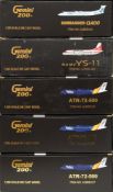 Gemini Jets, five 1/200 scale diecast airliners: includes Bombadier Q400, NAMC YS-11,