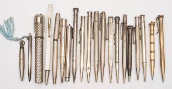 Twelve various silver and sterling silver propelling pencils:, various makers and dates,