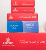 Gemini Jets and Hogan, six assorted 1/200 scale diecast and plastic airliners: includes,