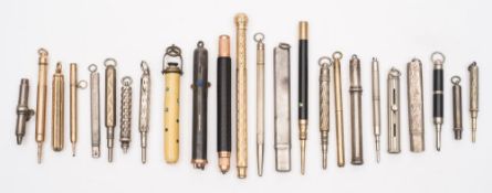 A collection of twenty four various propelling pencils and holders:.