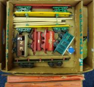 Two boxed Hornby No 2 Turntables and a collection of loose rolling stock and track:.
