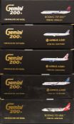 Gemini Jets, five 1/200 scale diecast airliners: includes Boeing 737-800, Airbus A320,