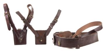 An early 20th century Sam Browne belt with two frogs:.