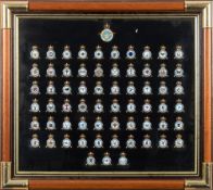 A framed collection of Danbury Mint gilt and enamel regimental crests 'The Squadrons of the Royal
