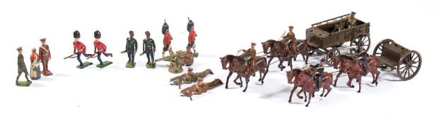 A collection of early 20th century Britains and other diecast figures:,