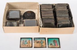 A collection of late 19th early three inch magic lantern slides:, mostly moral tales and temperance,