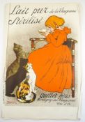 Six limited edition reprint French advertising posters:, after Steinlen and others, 75cm x 50cm.