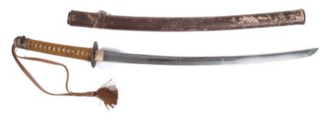 A WWII period Japanese Officer's katana:, the blade with deep hamon,