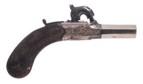 A 19th century miniature percussion cap pistol:,