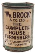 An early 20th century enamel advertising waste paper bin for 'Wm Brock & Co Ltd,