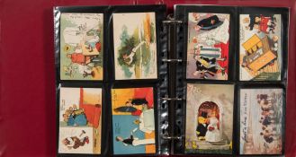 An album containing Edwardian and later postcards: relating to Easter, Valentines, nursery rhymes,