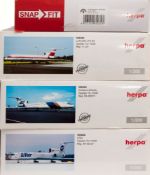 Herpa, four 1/200 scale diecast aircraft: includes A340-300, Tupolev TU-154M x 3 various liveries,
