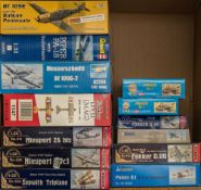 Eduard, Roden Revell and others, a collection of mostly WWI aircraft construction kits: 1/32,