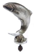 An early 20th century nickel plated car mascot in the form of a leaping salmon:, unsigned,