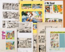 A collection of 1970s/80s original comic artwork including 'The Tale of Tomm Cat',