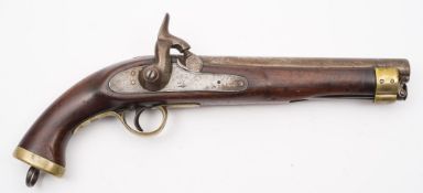 A 19th century percussion cap converted cavalry percussion pistol:, unsigned,