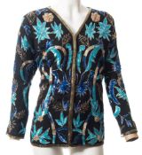 A Black silk and bead work evening jacket by Frank Usher:,
