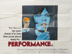 Six British quad film posters:, 'Performance', 'Junior Bonner' , ' The Postman Always Rings Twice',