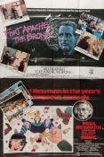Four British quad film posters and part sets of lobby cards:, 'Fort Apache The Bronx', 'Slapshot',
