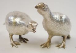 A brace of Elizabeth II silver models of grouse, maker Richard Comyns, London,