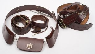 A WWII period brown leather crossbelt and pouch for the Royal Irish Rangers:,