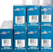 Sky Marks, seven 1/100 and 1/130 scale assorted commercial airlines: includes DC-3, B737-800,