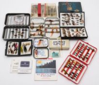 A Wheatly aluminium fly tin and contents:, together with a collection of flys ,