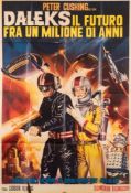 A large Italian one sheet poster for ''Daleks Il Futuro Fra Un Milione Di Anni' together with a