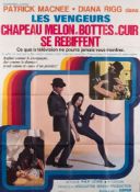 A French 1972 re-release film poster for 'The Avengers':, Patrick McNee and Diana Rigg,