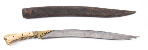 A 19th century pesh kabz:, the curved blade with clipped back tip and single fuller,