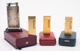 A silver plated Dunhill 'Standard' petrol table lighter in original box:,