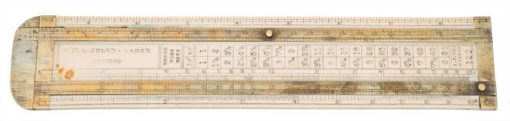 A 19th century ivory and brass cordage and rope caliper rule by W H Laidler, London:,