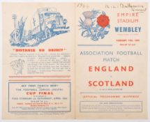 A 1944 England V Scotland programme signed by General B L Montgomery:, February 19th , 1944,