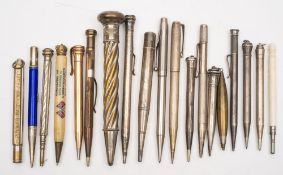Four various silver propelling pencils:, various makers and dates,