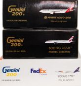 Gemini Jets, three 1/200 scale diecast airliners: includes Boeing 787-8 in BA livery,