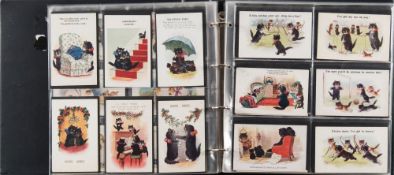 An album of Edwardian and later postcards relating to black cats: including Happy Birthday,