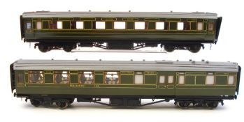 A Southern Railway restaurant carriage and Third Class passenger carriage:,